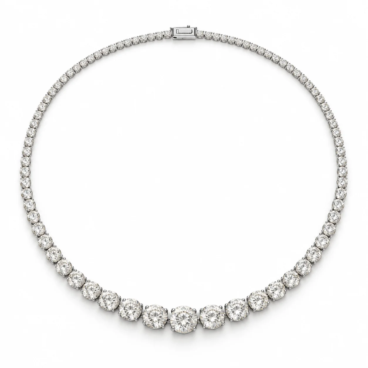 7.60ct Graduated Diamond Tennis Necklace · 18kt white gold